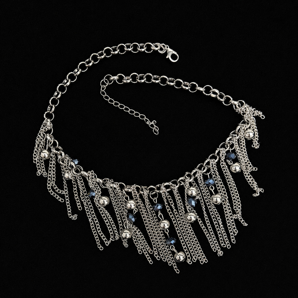Blue Monday Chain Fringe Necklace